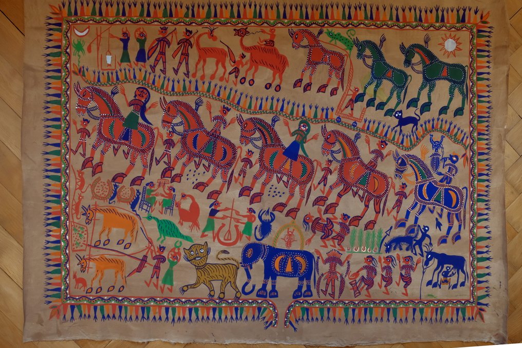 Pithora - Large Pithora Painting on canvas, Rithwa rtribe from Gujarat/India #1.0