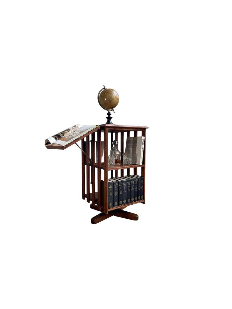 Revolving bookcase - Bogreol - Egetræ - med justerbar bogstøtte #1.0