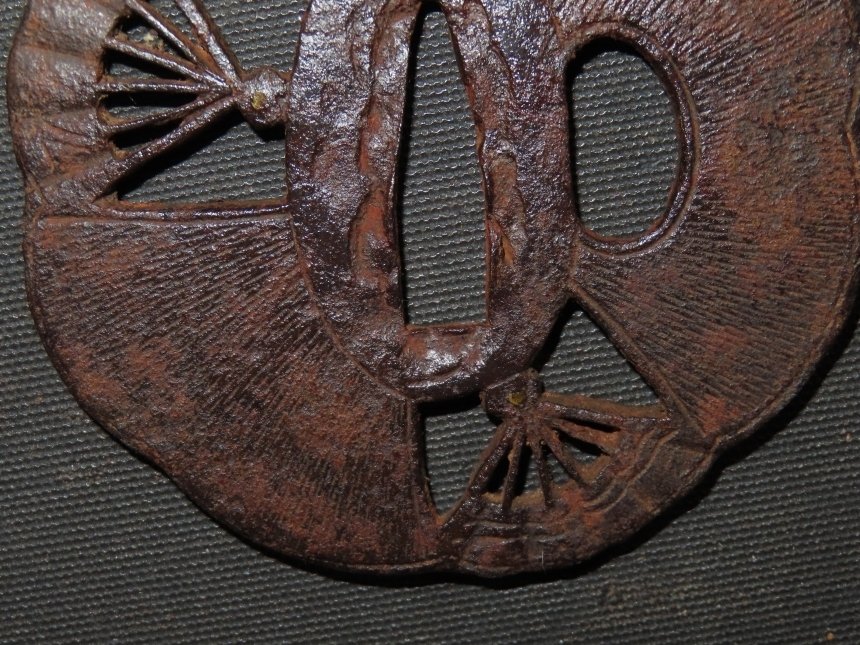 Katana - Ferro battuto - Fan Sukashi Tsuba : C5-315 - Giappone - Periodo Edo (1600-1868) #3.2