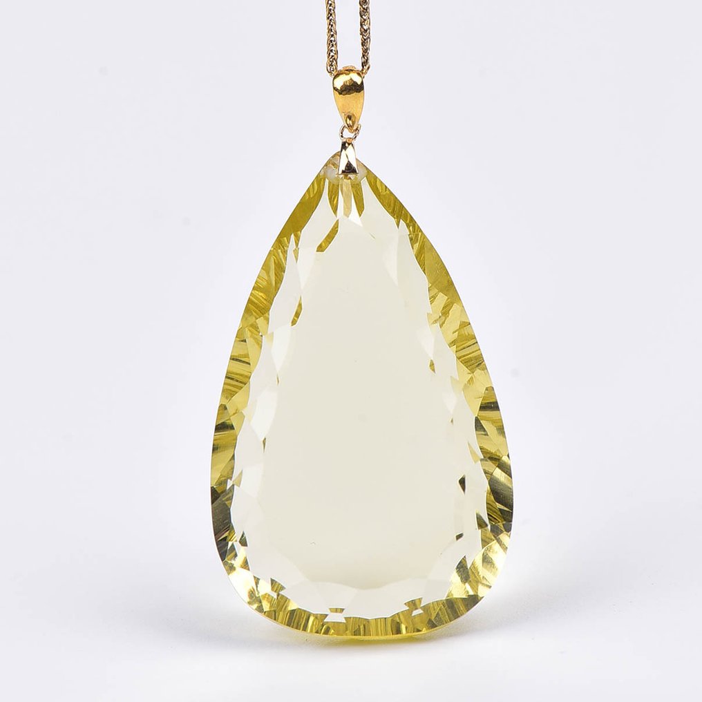 没有保留价 - 吊坠项链 - 18K包金 黄金 黄水晶 - ALGT 认证 #1.0