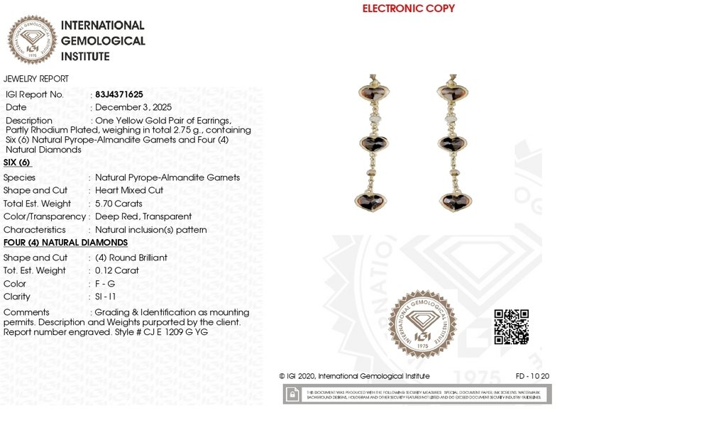 Sans prix de réserve - Boucles d'oreilles - 14 carats Or jaune - 5.82ct. tw. Grenat - Diamant #1.0