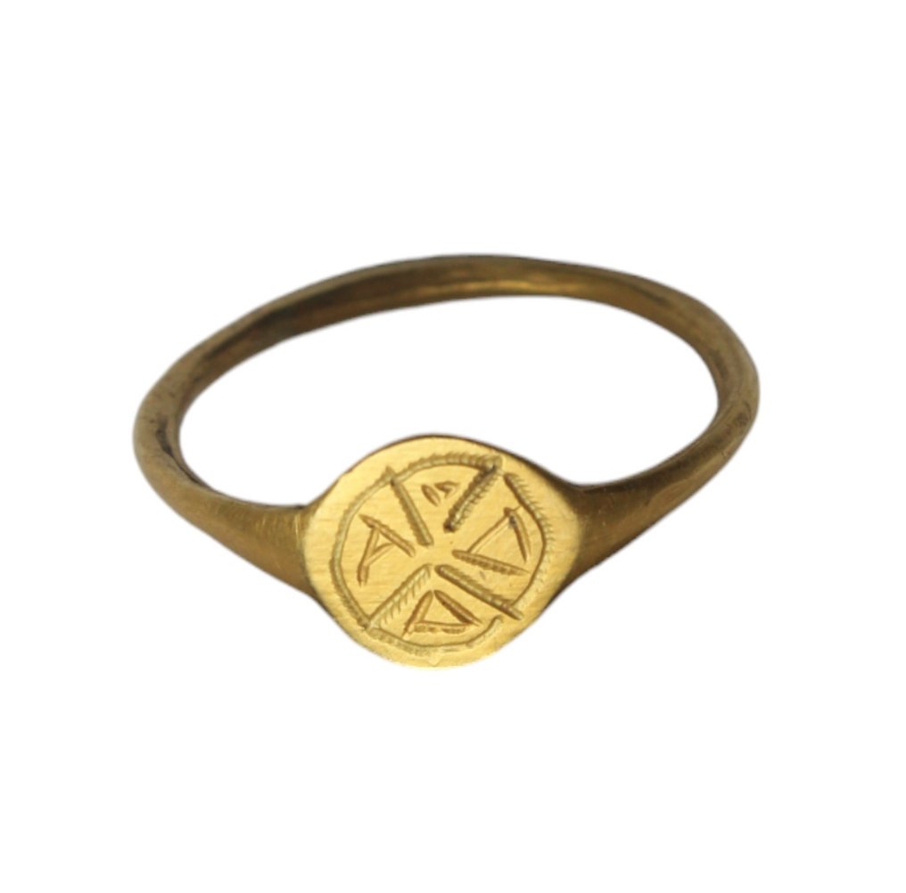 Medieval Gold Knights Templar Cross Sealring #1.0