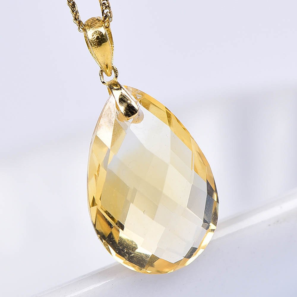 χωρίς τιμή ασφαλείας - Κολιέ με μενταγιόν - 18 καράτια Κίτρινο χρυσό Κιτρίνης - ALGT Πιστοποιημένο #1.0