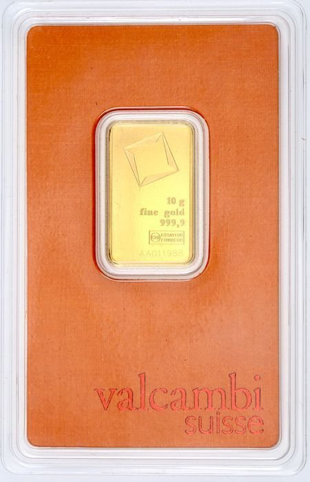 10 gramas - Ouro .999 - Valcambi, Switzerland - Selado e com certificado #1.0