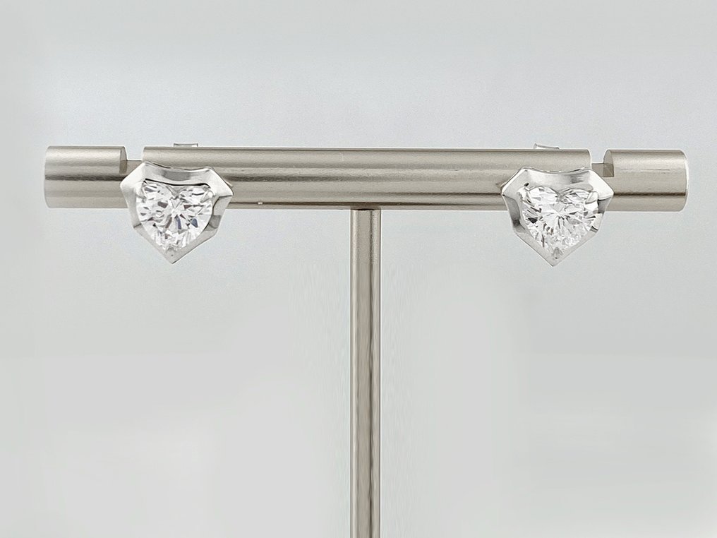 耳環 - 14 克拉 白金 - 2.16ct. tw. 鉆石 (實驗室培育) #1.0