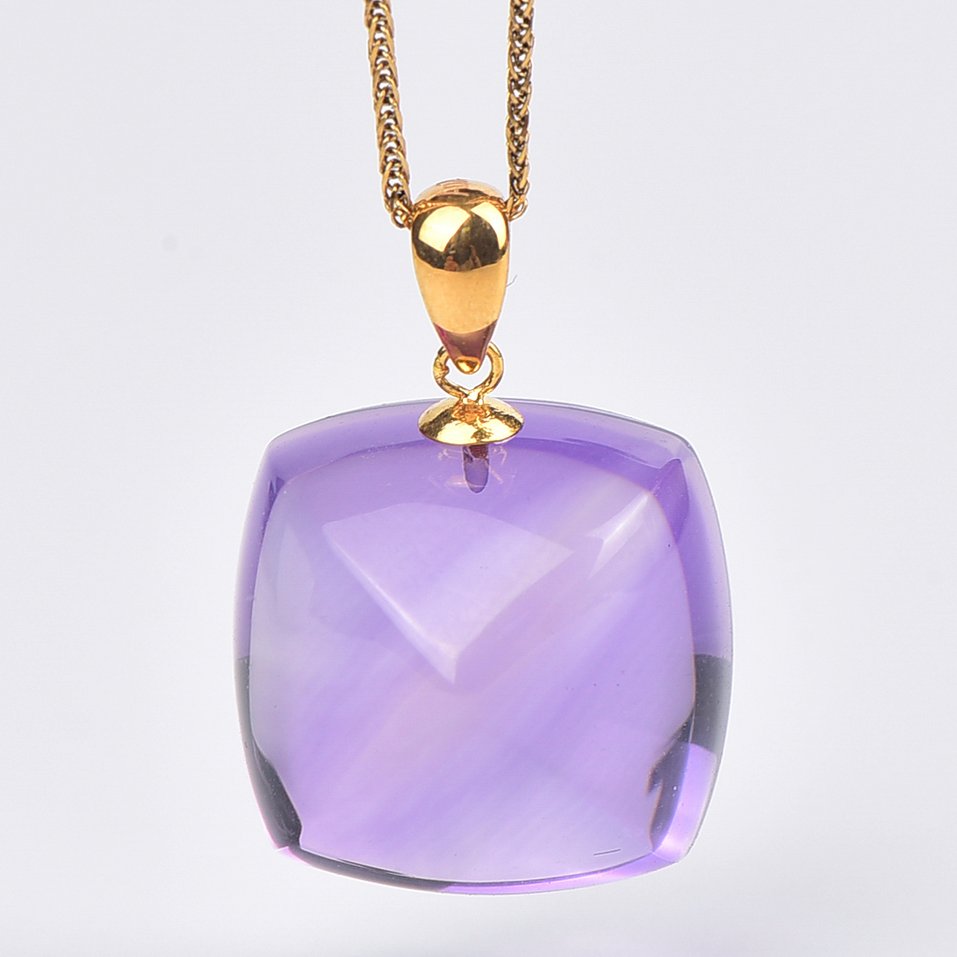 没有保留价 - 吊坠项链 - 18K包金 黄金 紫水晶 - ALGT 认证 #3.2