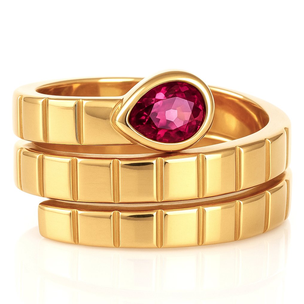 Gyűrű - 18 kt. Sárga arany -  0.60ct. tw. Rubin #2.1