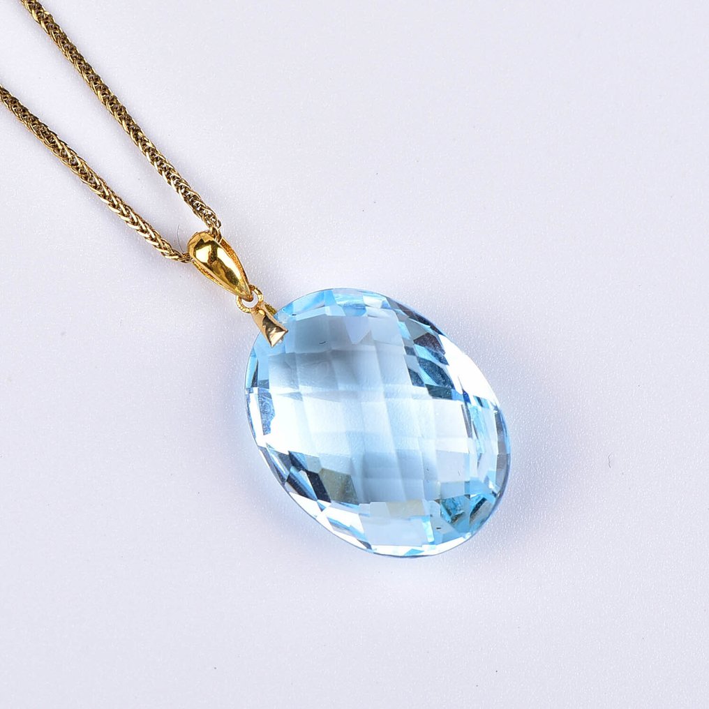 Ei pohjahintaa - Kaulakoru riipuksella - 18 kt. Keltakulta Topaasi - ALGT Certified #3.2