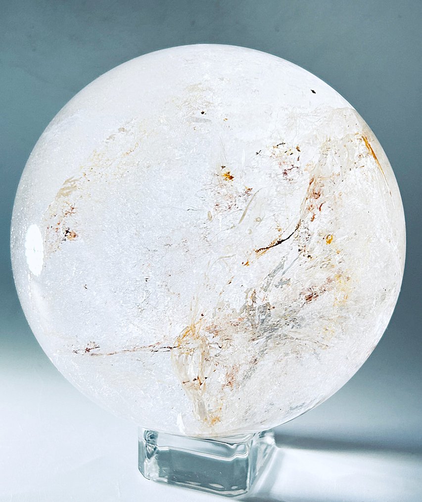 Clear Quartz Sphere with Natural Iron Inclusions Rock Crystal Display Sphere | Ø 110mm- 1802 g - (1) #3.2