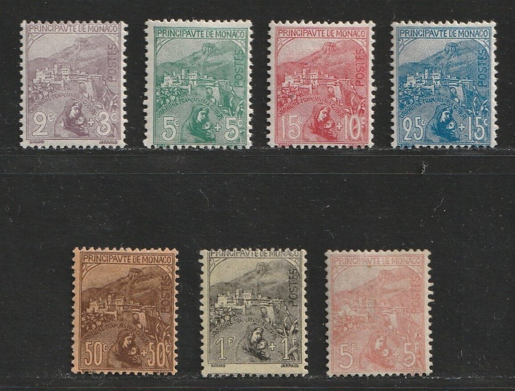 Monaco 1919 - Complete set Orphelins - Yvert 27/33 #1.0