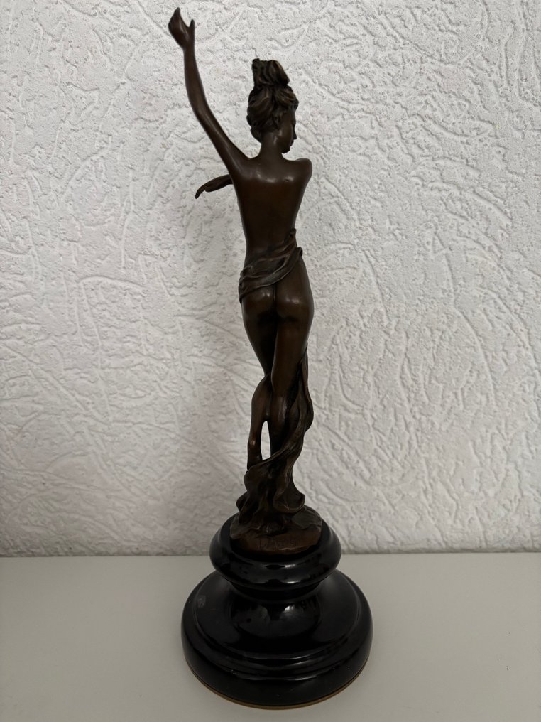 Leonardo Bistolfi - Scultura, Elegant nude ribbon dancer - 29 cm - Bronzo #3.2
