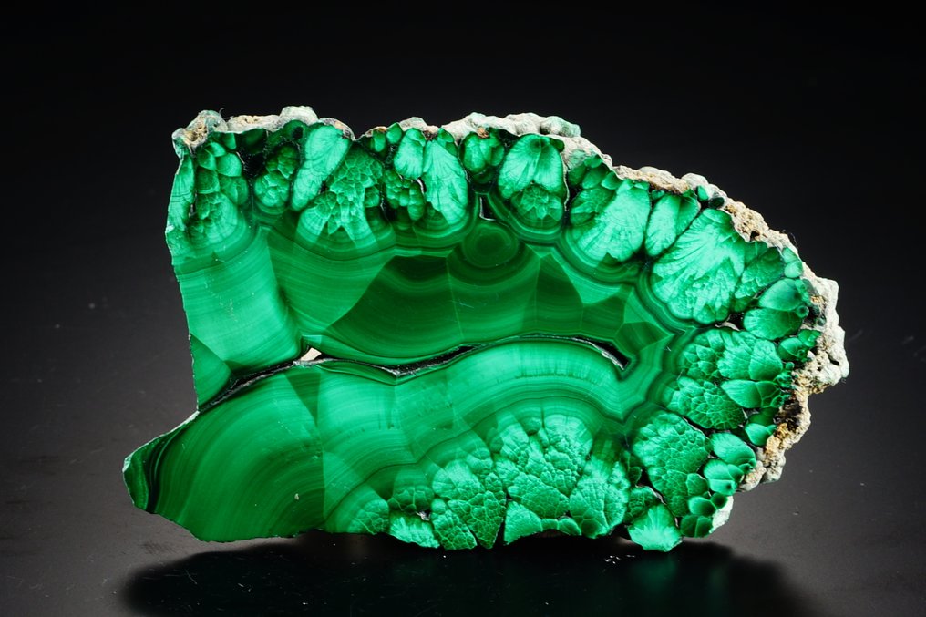 抛光条纹孔雀石片 - TOP pattern - 自然 - 两面抛光 - 无底价 - 高度: 8.2 cm - 闊度: 5 cm- 69 g #4.3