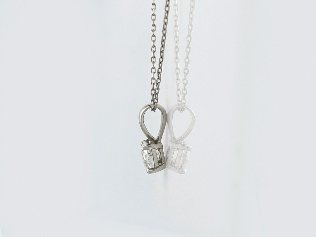 頸鏈 - 14 克拉 白金 - 0.54ct. tw. 鉆石 (天然) #1.0