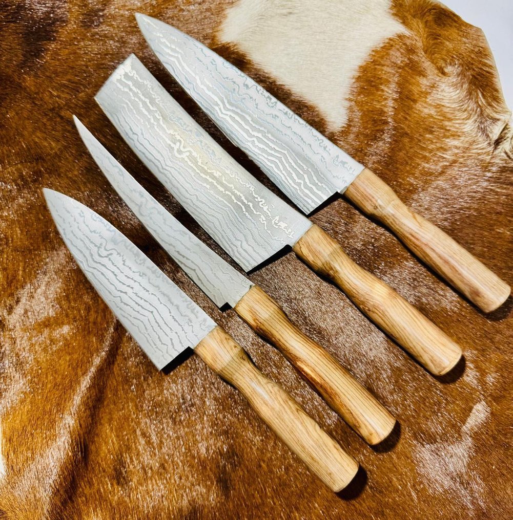 厨刀 - 厨房与烧烤套装(0046) - VG10钢材,少钢设计,橄榄木手柄 - 日本 - 厨房和烧烤套装 #1.0