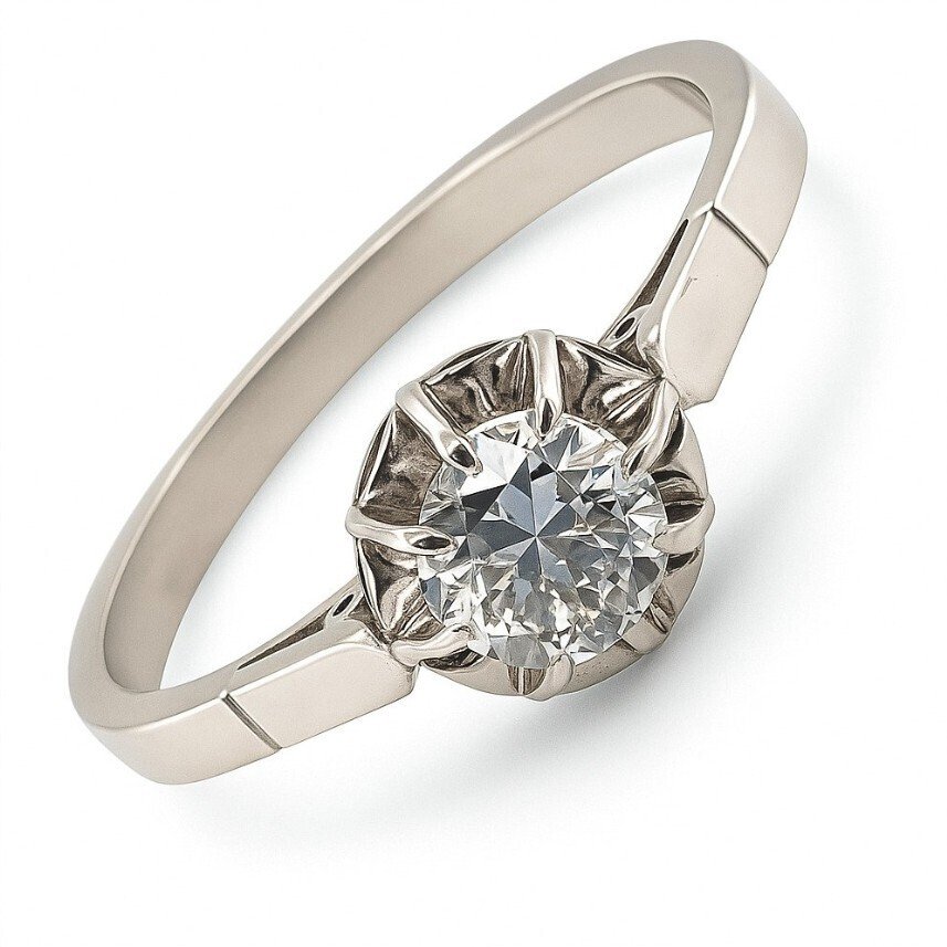 Sormus - 18 kt. Valkokulta - 0.50ct. tw. Timantti (Luonnollinen) - 18K Solitaire RS53 0,50ct #1.0