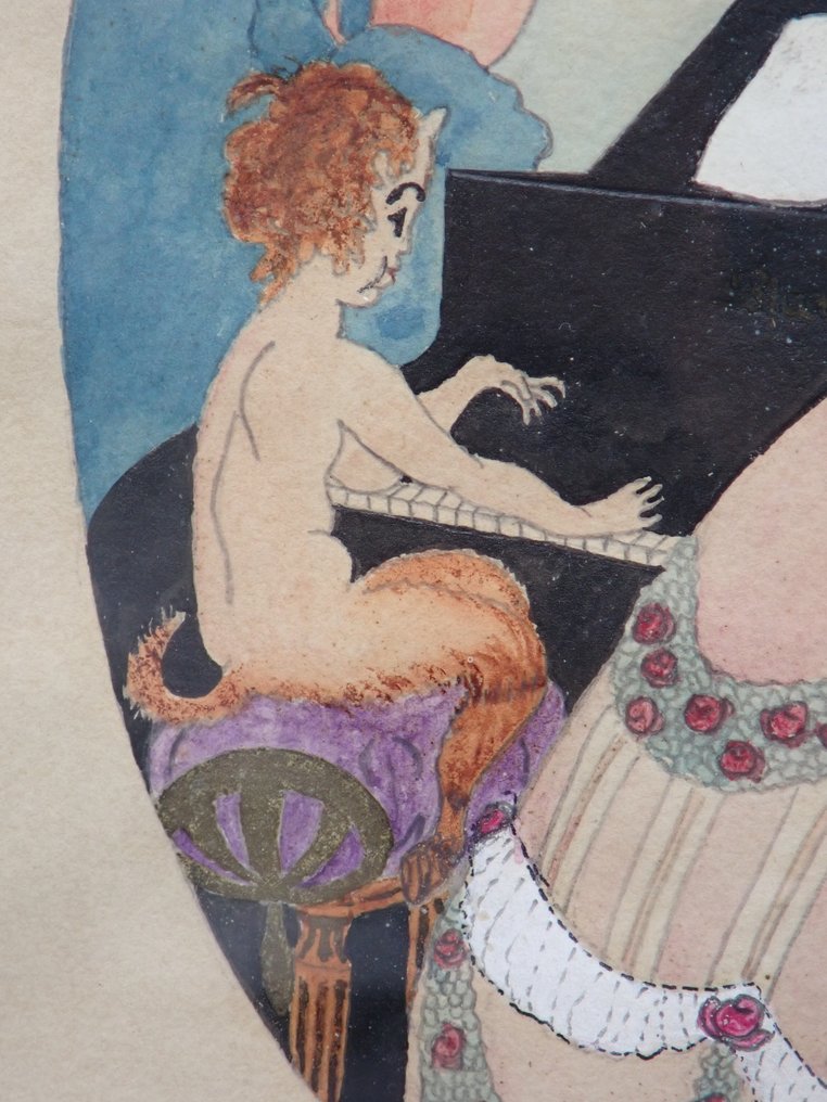 After Gerda Wegener - Satyr playing piano #3.2