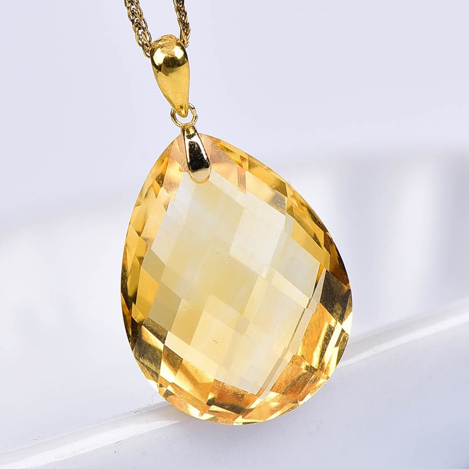 χωρίς τιμή ασφαλείας - Κολιέ με μενταγιόν - 18 καράτια Κίτρινο χρυσό Κιτρίνης - ALGT Πιστοποιημένο #3.2