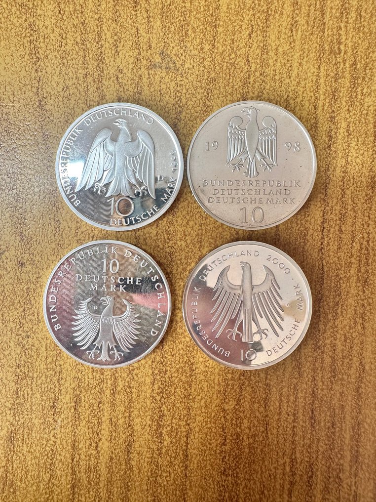 德國 10 Mark anni: 1998 1998 1999 2000 (4 monete commemorative)  (沒有保留價) #1.0