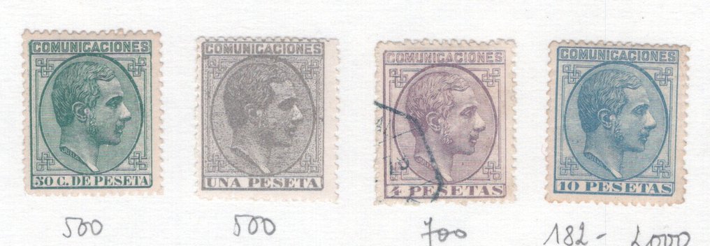 Spain 1878/1901 - Alfonso XII and Alfonso XIII, good lot with complete series up to the values of 10 pesetas. #3.2