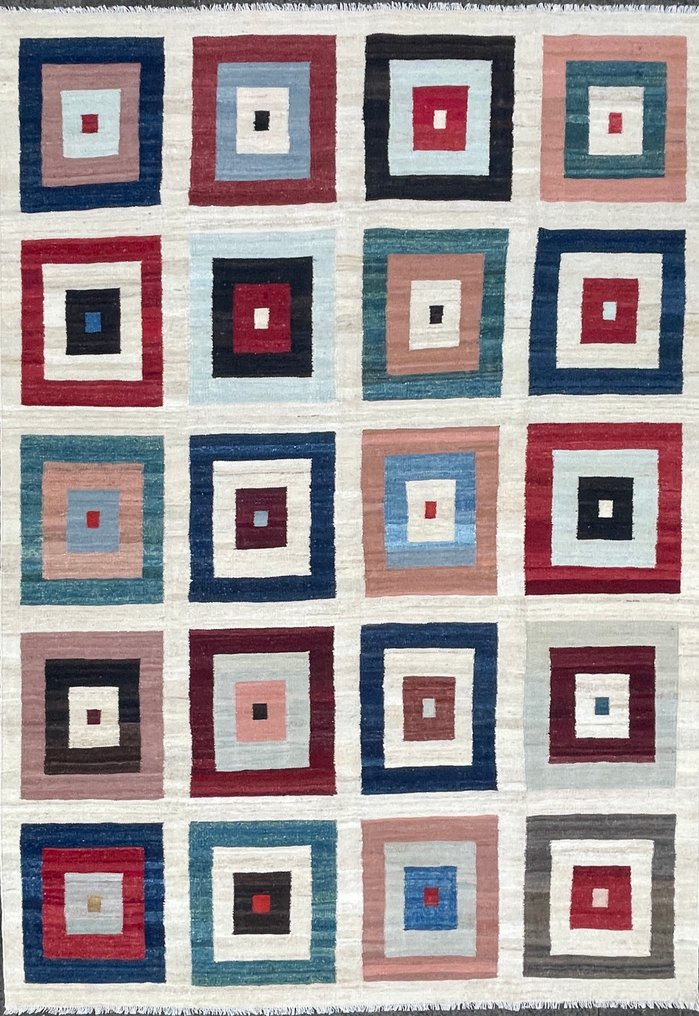 Afghan design blanket - unused - new - wool - fine handwoven - modern Afghan - Kelim - 352 cm - 250 cm #1.0