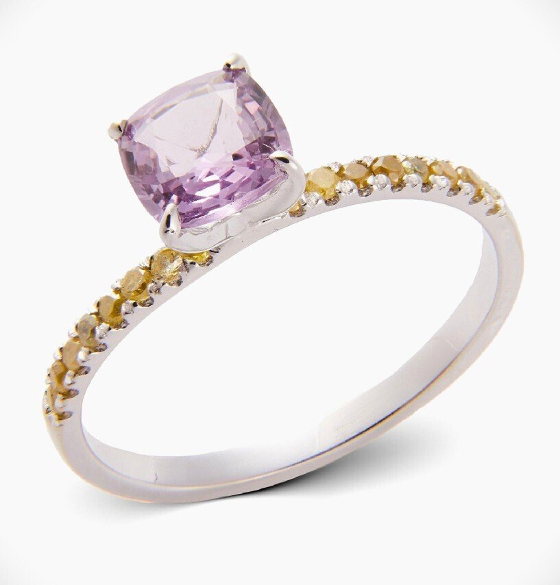 Δαχτυλίδι - 14 καράτια Λευκός χρυσός - 1.30ct. tw. Ζαφείρι - Διαμάντι - AIG Unique Work RS55 Dia #1.0