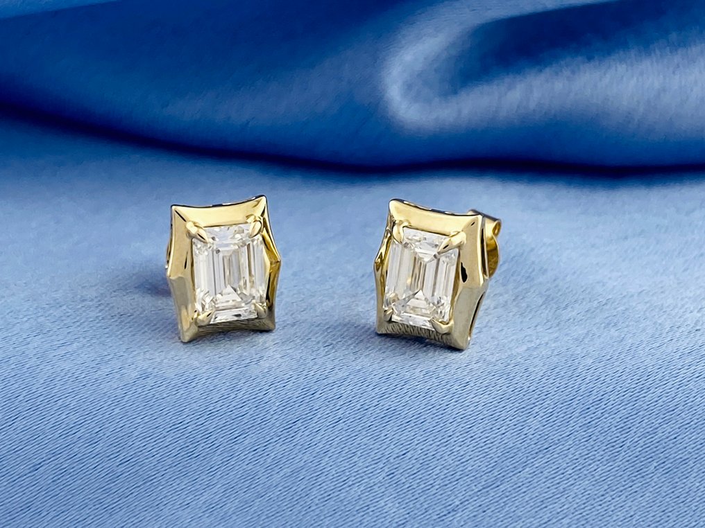 耳环 - 14K包金 黄金 - 2.18ct. tw. 钻石 (实验室培育) #2.1