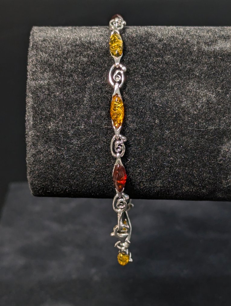 7,07 g - Bracciale elegante in argento 925 con bellambiente naturale baltico, da Svezia - Bracciale #1.0