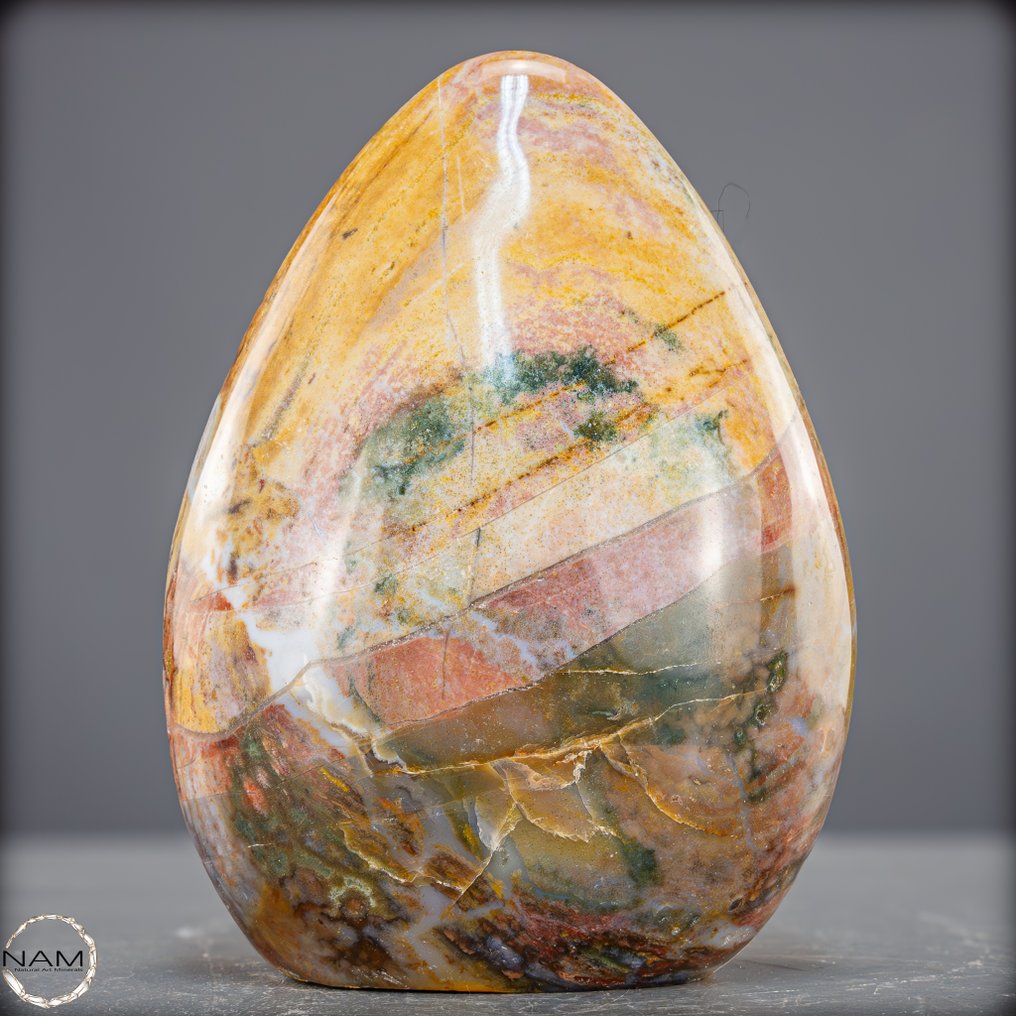 Luonnollinen, värikäs Ocean-Jasper-vapaamuotoinen – Harvinainen keräilyesine, jossa on maalausmainen piirros.- 1845.22 g #1.0