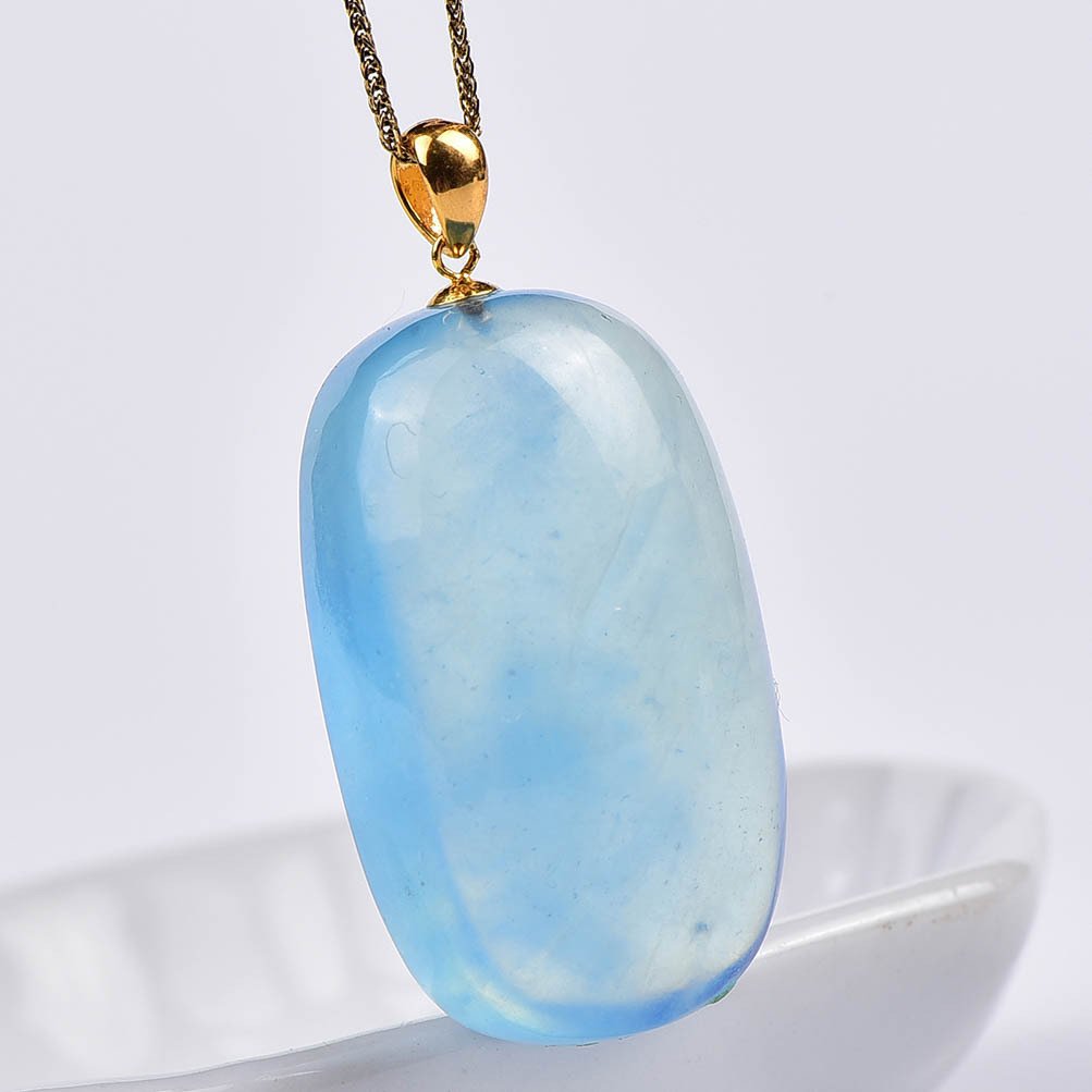 沒有保留價 - 吊墜頸鏈 - 18 克拉 黃金 海藍寶石 - ALGT 认证 #1.0