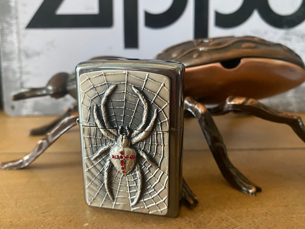 Zippo - 芝宝 - RARE - SPIDER CENDRIER + ZIPPO SPIDER - EDITION LIMITEE 0096/1000 - 没有保留价 - 打火机 - 钢材(不锈钢), 黄铜 #3.2