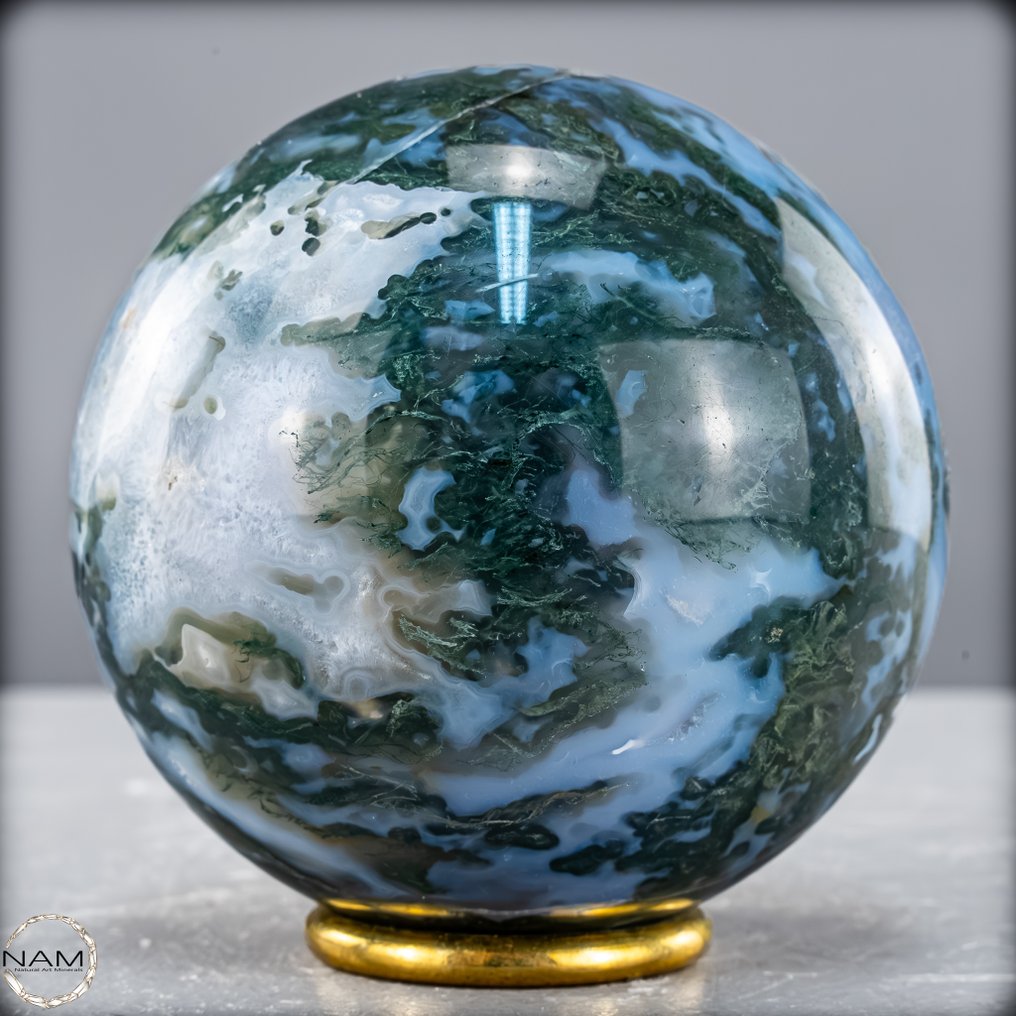 Top quality natural very artistic moss agate Sphere- 980.64 g #2.1