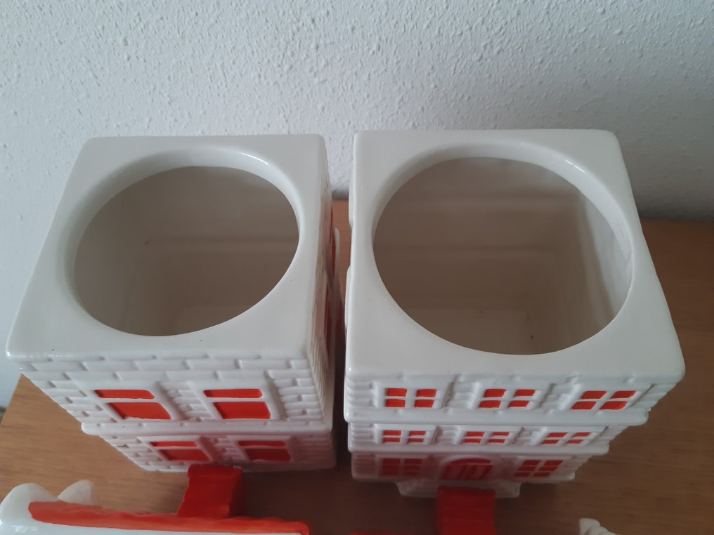 饼干罐 (2) - Trap & Klokgevel huizen - 陶瓷 - Oudhollandse A.dam Huizen #4.3