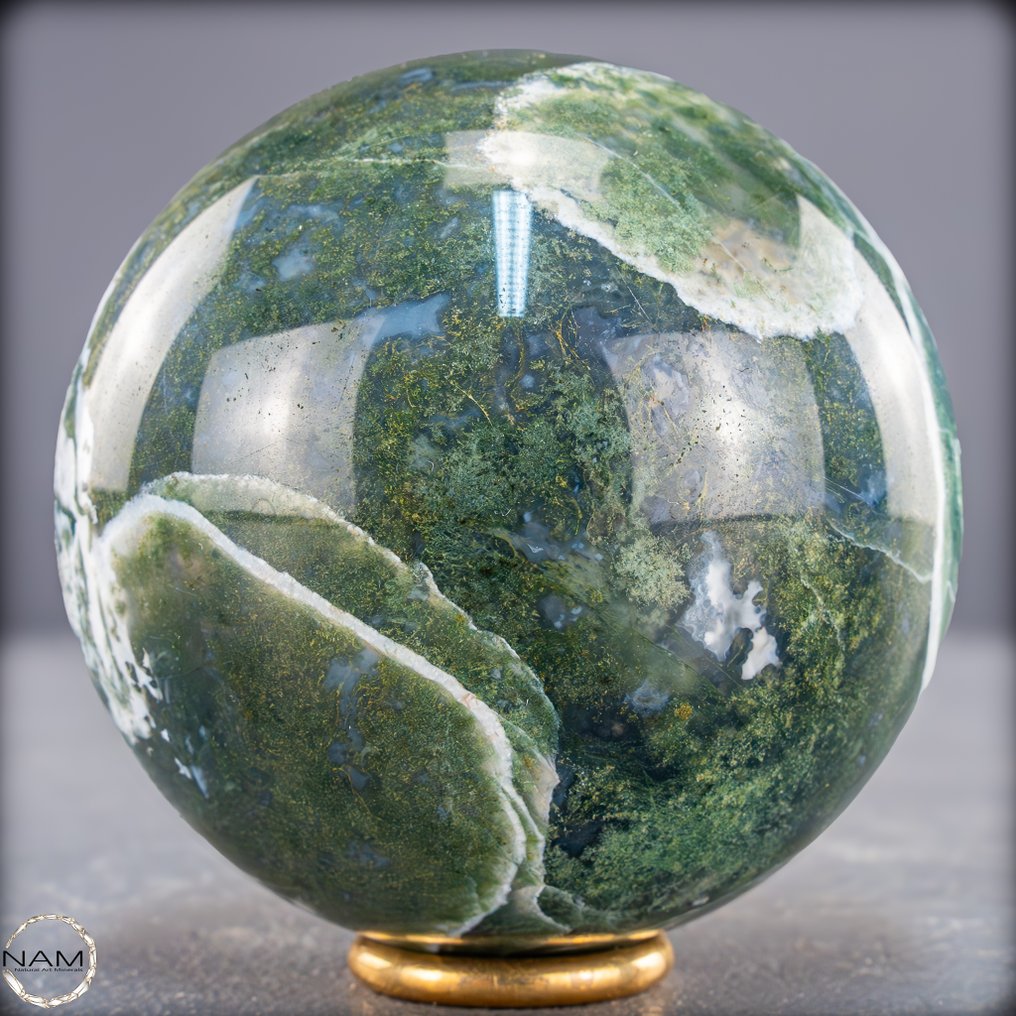 天然苔藓玛瑙球 完美体现的自然联系,巴西- 616.08 g #1.0