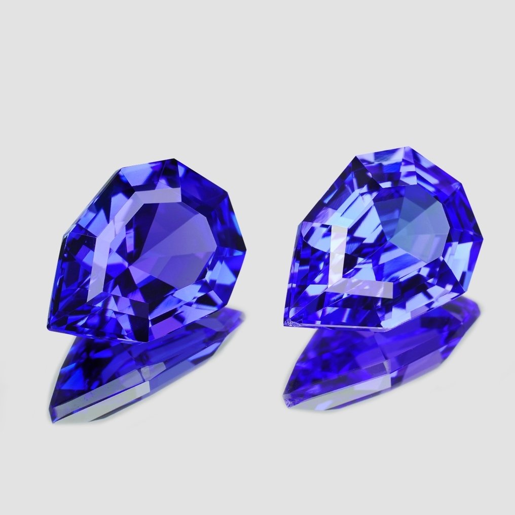 2 pcs Blauw, Violet Tanzaniet - 9.11 ct - nternational Colored Gemstone Association (ICA GemLab) #1.0
