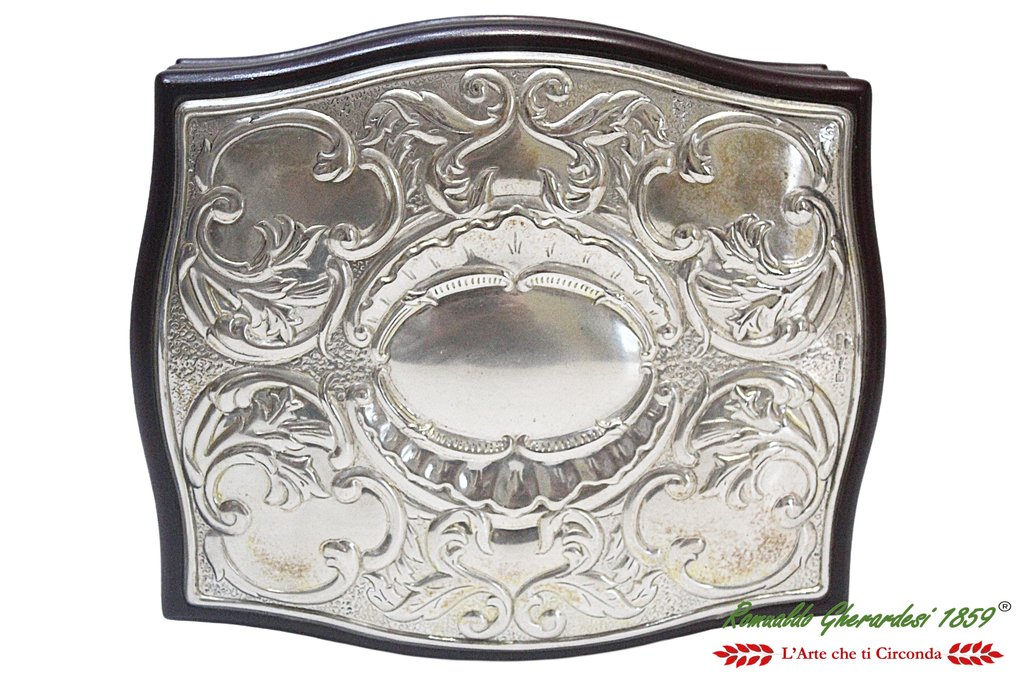 scrigno bombato in legno con argento cesellato - 盒 - .925 銀 #4.3