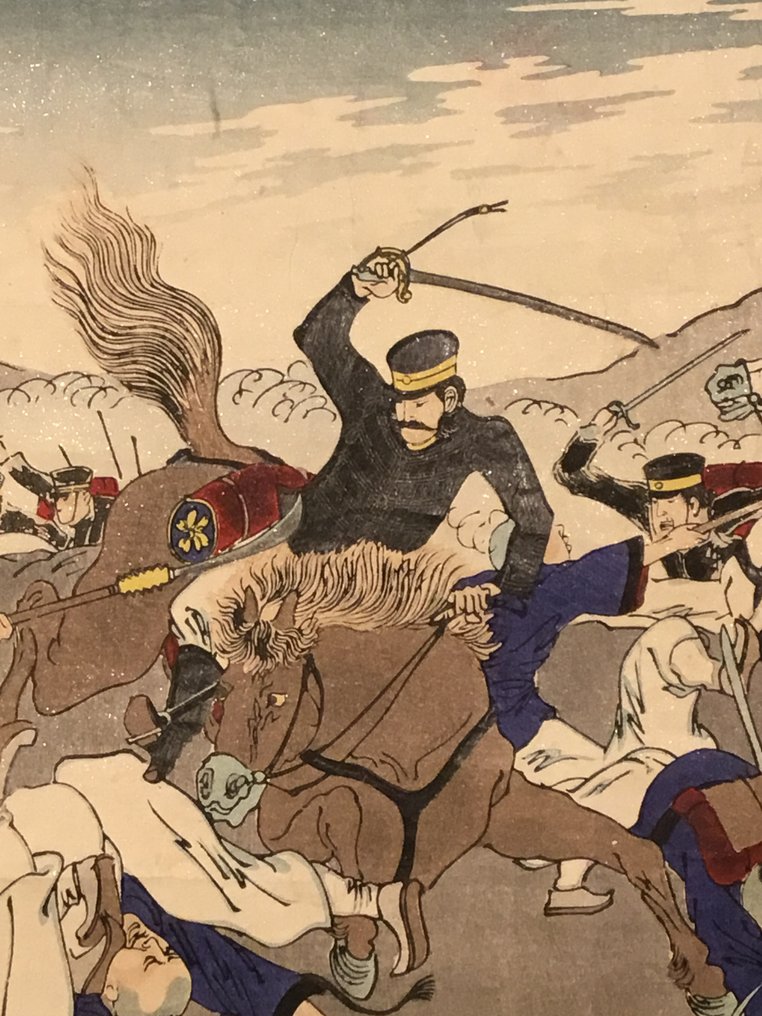 Dappere strijd bij de slag om Jiuliancheng - Άγνωστος καλλιτέχνης - Ιαπωνία - Meiji period (1868-1912)  (χωρίς τιμή ασφαλείας) #4.3