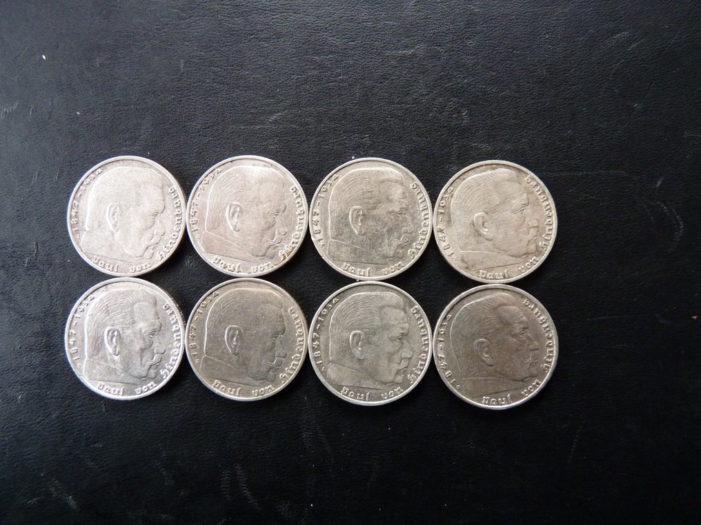 Németország, Harmadik Birodalom 2 Reichsmark 8x 1937/1939 (Nincs minimálár) #1.0