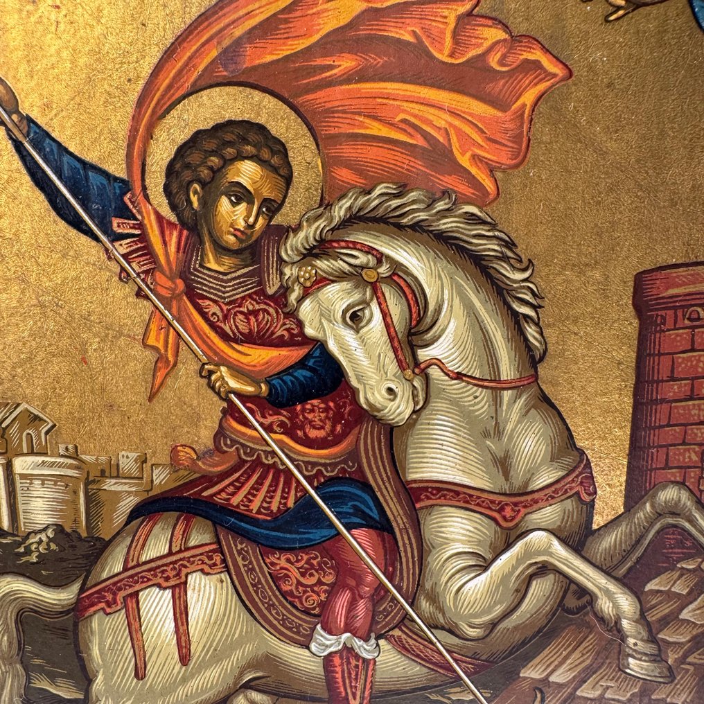 Icoon - Joris de Drakendoder - Hout - Handgeschilderd #1.0