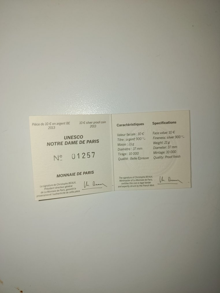 Frankrijk. 10 Euro 2013 "Notre Dame de Paris" Proof (Zonder minimumprijs) #3.2