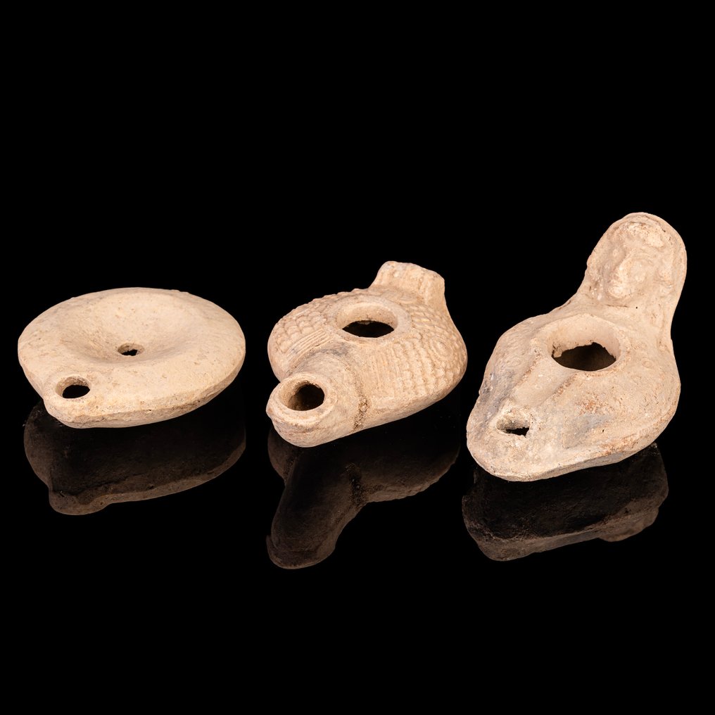 Αρχαία Ρωμαϊκή Τριάδα από πήλινες λαμπάδες λαδιού. (χωρίς τιμή ασφαλείας) #1.0