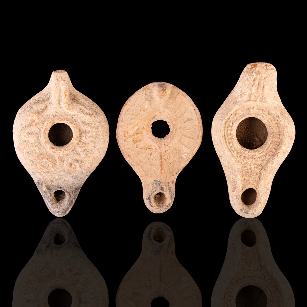 Αρχαία Ρωμαϊκή Τρίο από τριζονικά λαμπάκια από πηλό. (χωρίς τιμή ασφαλείας) #1.0