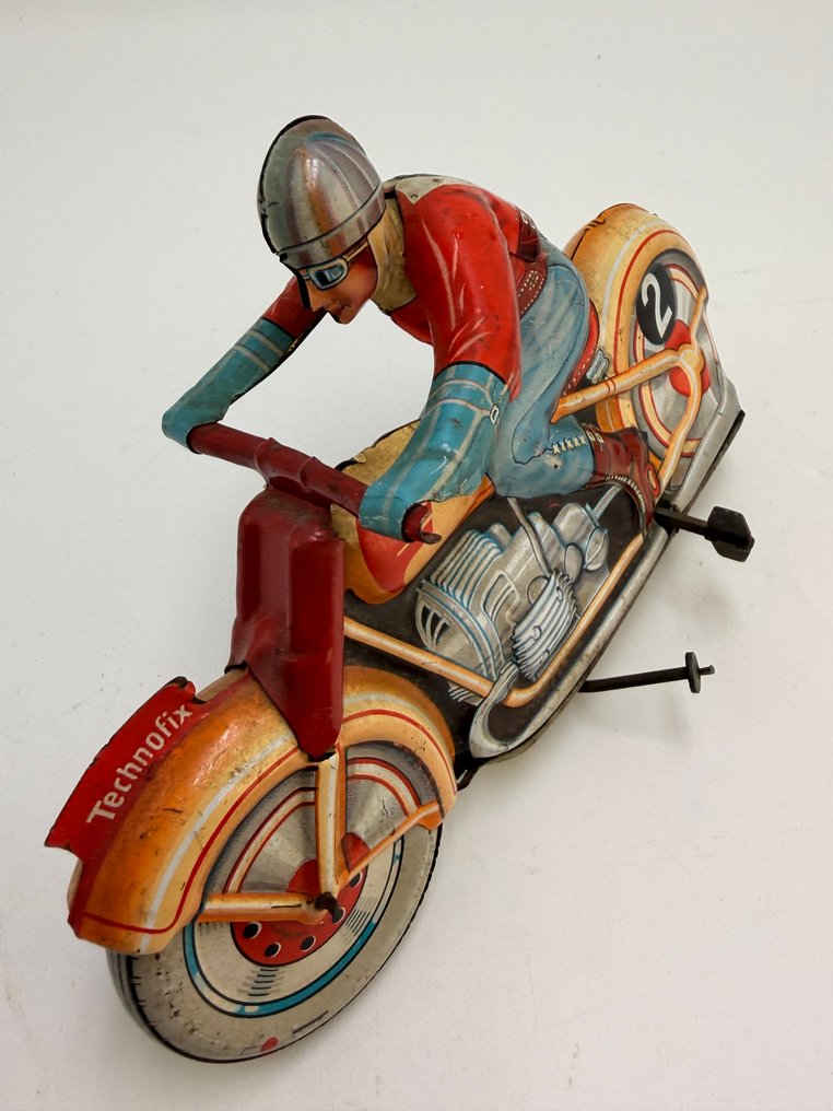 Technofix - Brinquedo Technofix – Mota de lata nº2 – corda a funcionar – anos 70 – Made in France - 1960-1970 - França #3.2