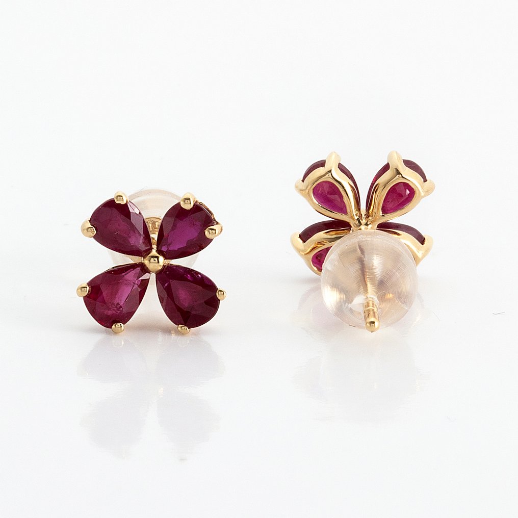 χωρίς τιμή ασφαλείας - Σκουλαρίκια - 18 καράτια Κίτρινο χρυσό - 1.45ct. tw. Ρουμπίνι #4.3