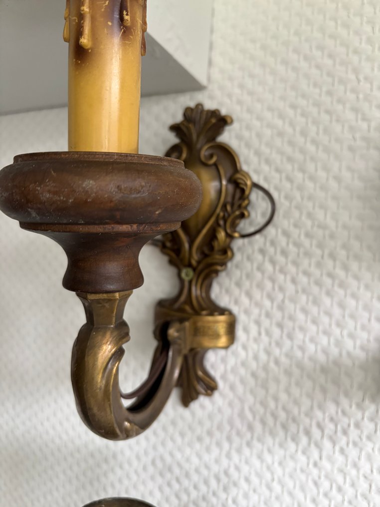 Ensemble d'Appliques Murales Targetti et Chandelier bougeoir Chérubin - Style Néo-Baroque - Applique murale (3) - Laiton #3.2