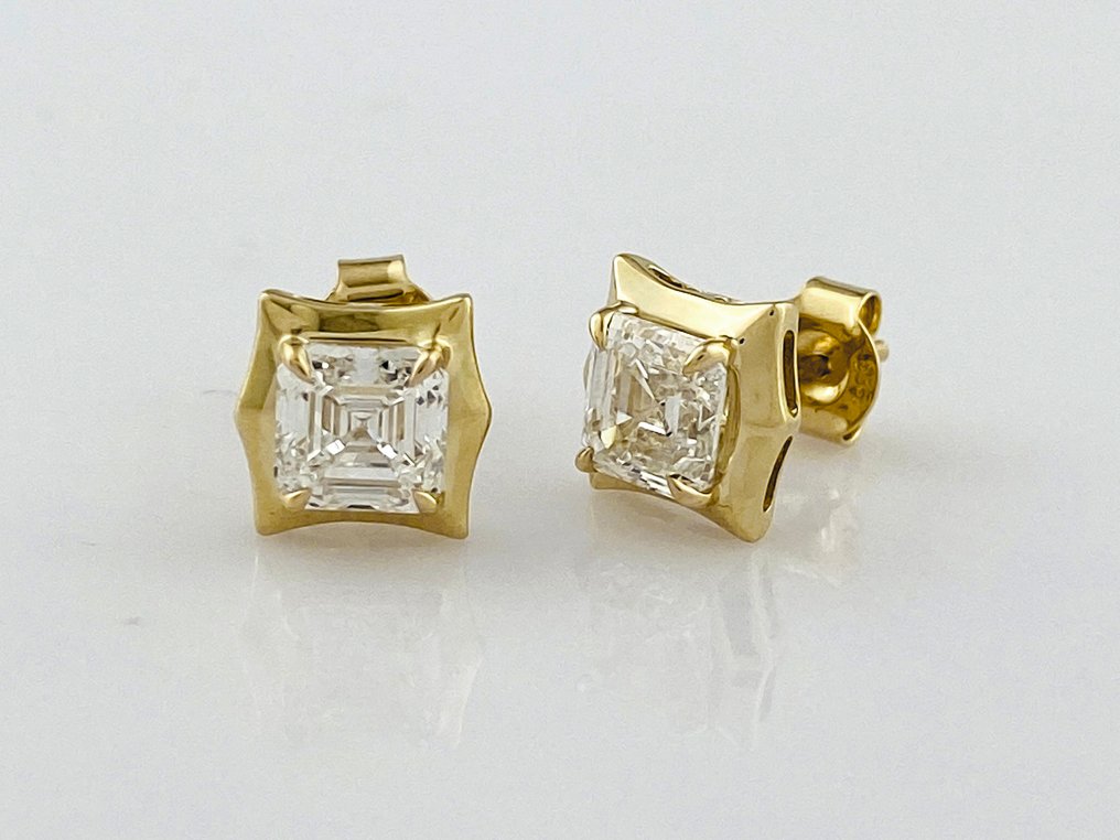 耳環 - 14 克拉 黃金 -  2.17ct. tw. 鉆石 (實驗室培育) #3.2
