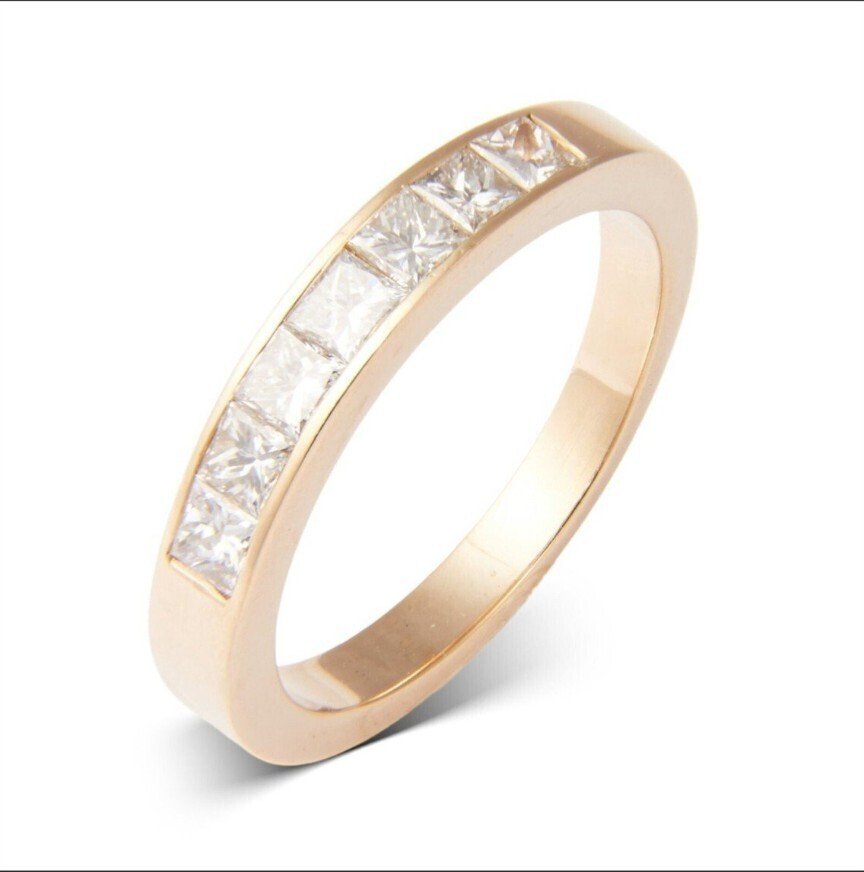 永恆戒指 - 18 克拉 黃金 - 1.11ct. tw. 鉆石 (天然) - 鉆石 - Princess Memory Ring RS55 #1.0