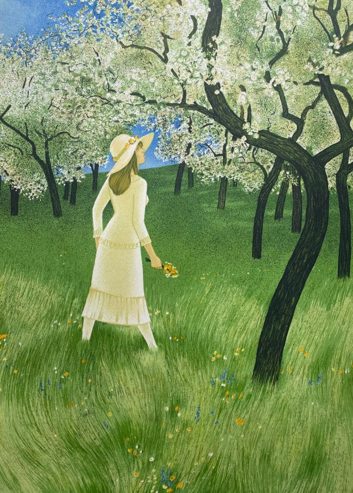 Yves Ganne (1931-2019) - Jeune fille dans un verger (sans prix de réserve) #1.0