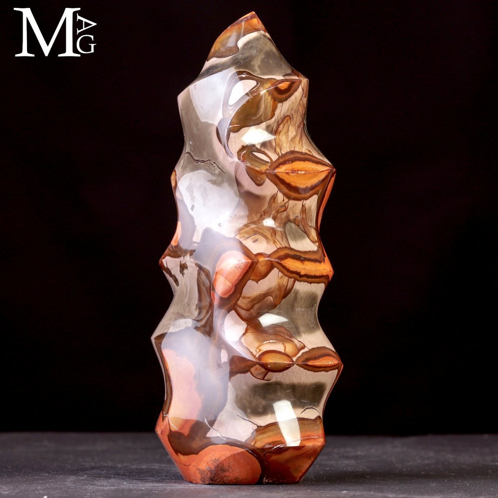 Natural Art Design Polychrome Jasper Vortex – Flame Sculpture - Altezza: 218 mm - Larghezza: 100 mm- 2139 g #3.2