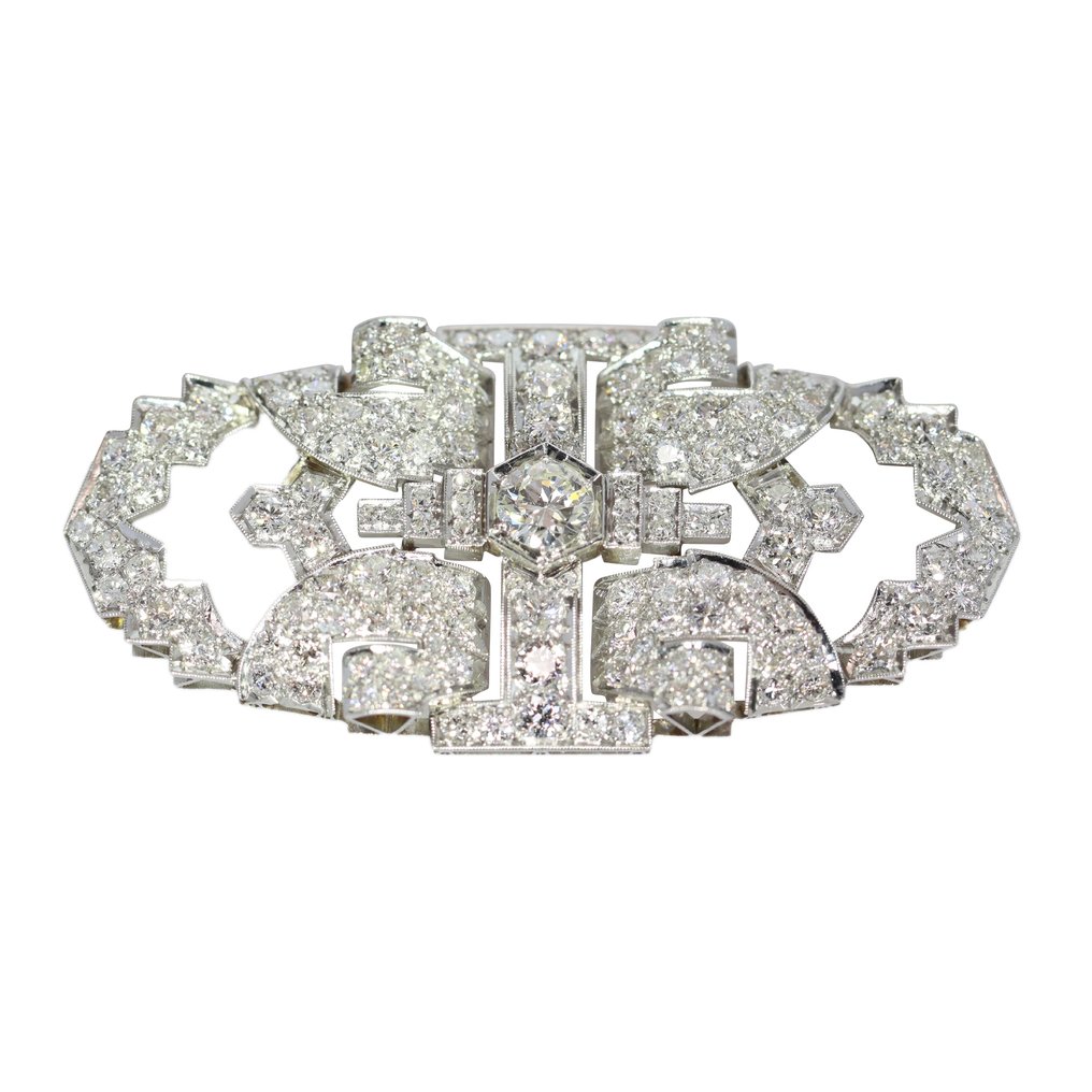 没有保留价 - 胸针 白金 - 钻石 - 鸡尾酒，1950年代复古 #1.0