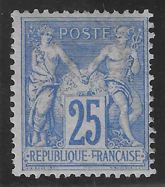 France - Type Sage - 25 c. outremer (II) - signé Calves - cote = 650 euros - Yvert n°78 #1.0